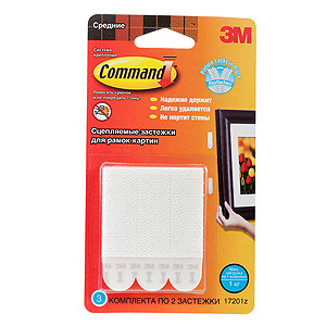 17201 Command Легкоудал. настенные застежки для РАМОК картин сред. до 1 кг., 3 шт. (уп) (27/1890)