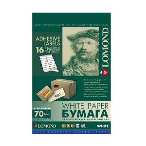 2100115 Lomond наклейка фА4 16-дел.(105,0мм х 33,0мм), 70 г/м2. (27)