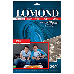 1108200 Lomond Бумага односторонняя Bright Satin А4 290г/м2 (20л) (30)