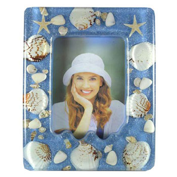 B35006 10х15см, голубая, ракушки, низ-волна