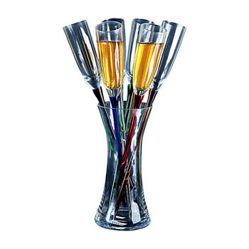 Набор "Весна", 6 фужеров в стеклянной вазе 