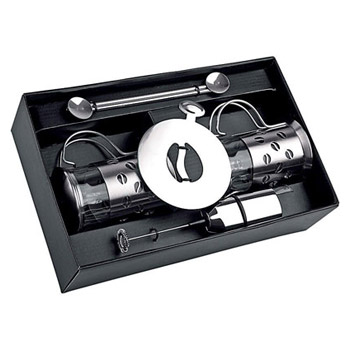 Набор: 2 стакана(300мл)+2ложки+мини-шейкер+трафарет  