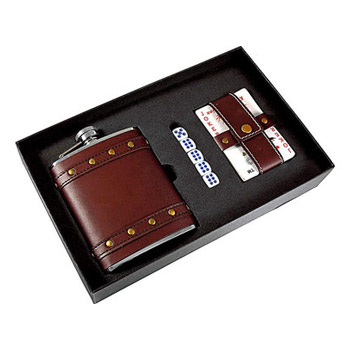 Набор: фляжка(160мл)+игральные карты+кости 