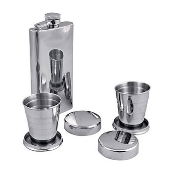 Набор: фляжка(150мл)+2 складных стаканчика+воронка 