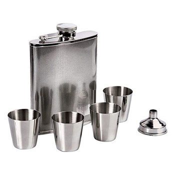 Набор: фляжка(200мл)+4 стаканчика+воронка 