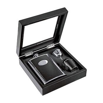 Набор: фляжка(220мл)+3 стаканчика в чехле+воронка 