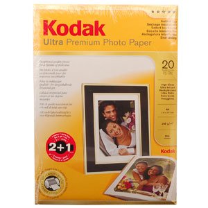       3942307 Kodak  Jetsteam Ultra Premium Photo Paper (Ultra-Glossy) A4 20 *3 (60) sheets 285 g/m2